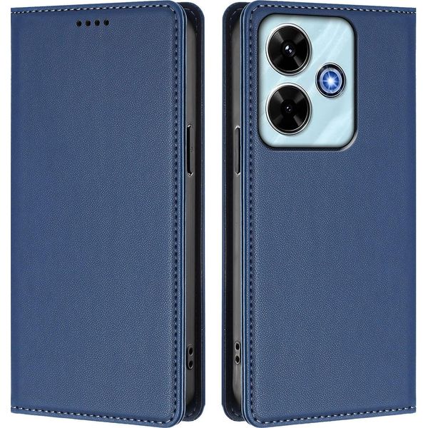 Custodia Per Xiaomi Redmi 13 4G, Flip Cover In Finto Cuoio Antiurto Magnetica Con Supporto Blu Scuro-image