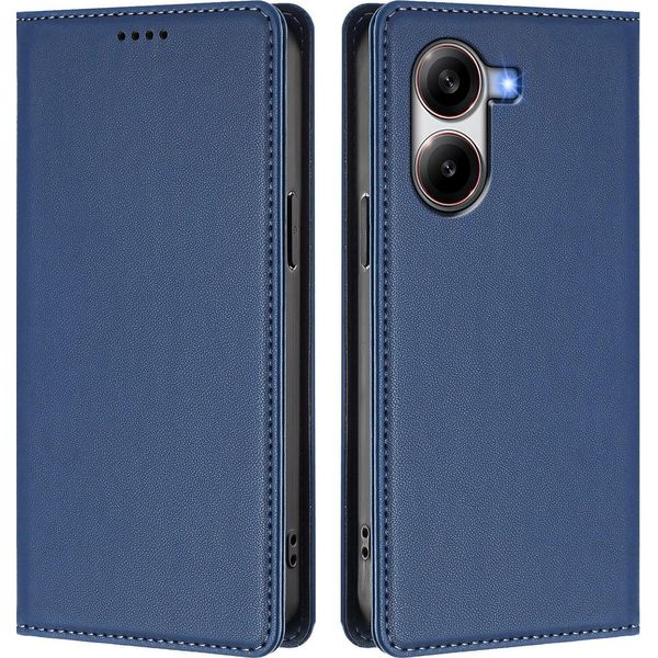 Custodia Per Xiaomi Poco X7 Pro, Flip Cover In Finto Cuoio Antiurto Magnetica Con Supporto Blu Scuro-image