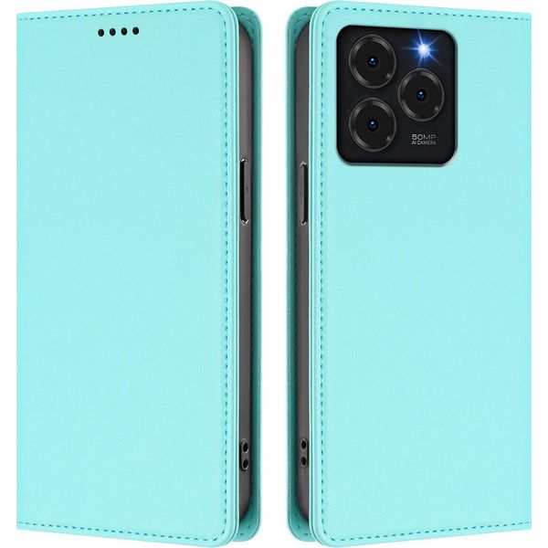 Custodia Per Telefono Cellulare Per Ulefone Note 20 Pro, Custodia Magnetica Antiurto In Finto Cuoio Flip Cover Con Supporto Turchese-image