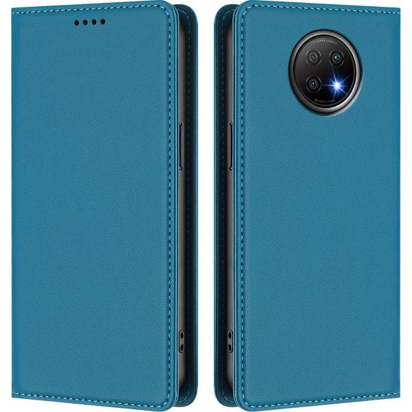 Custodia Per Xiaomi Redmi Note 9T, Flip Cover In Finto Cuoio Antiurto Magnetica Con Supporto Blu-image