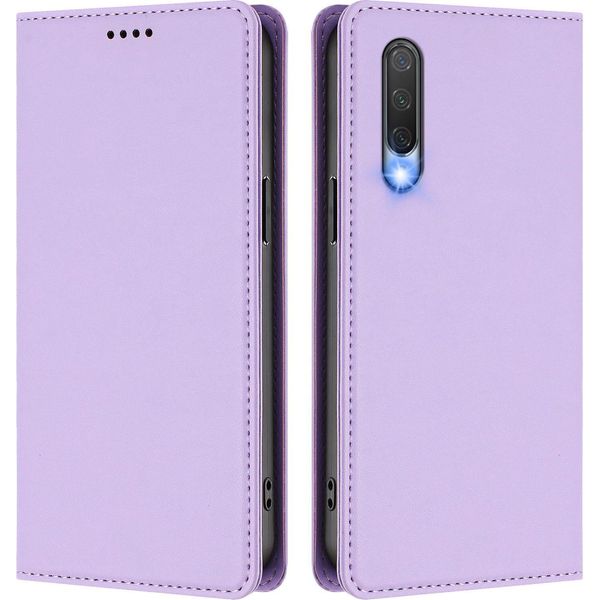 Custodia In Pelle Per Xiaomi Mi CC9 / Mi 9 Lite, Custodia Flip Magnetica In Finto Cuoio Con Supporto Viola Chiaro-image