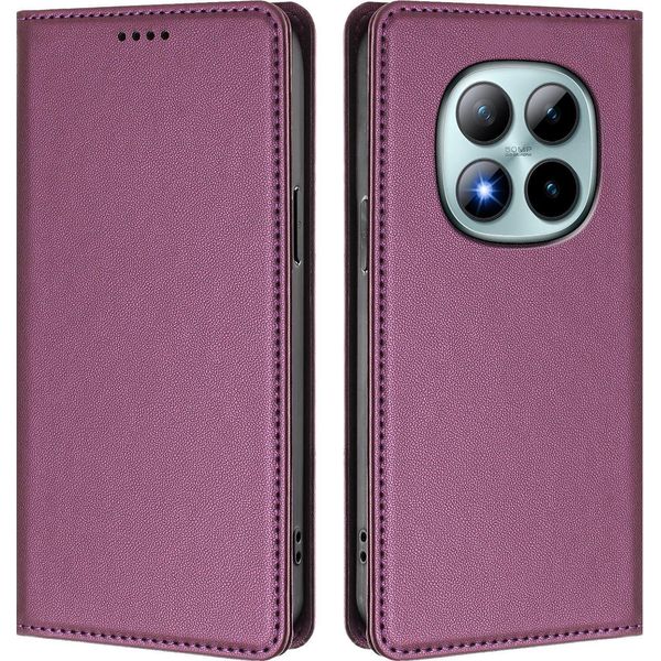 Custodia Per Xiaomi Redmi Note 15 Pro+, Custodia Magnetica Antiurto Con Supporto In Finto Cuoio Flip Cover Viola-image