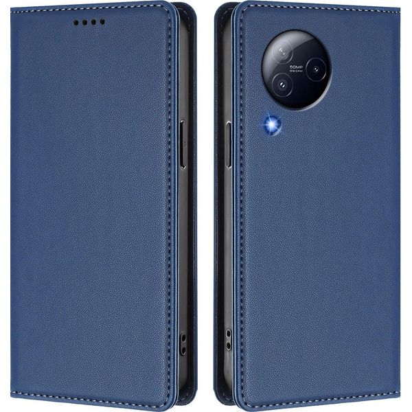 Custodia Per Xiaomi Civi 3, Flip Cover In Finto Cuoio Antiurto Magnetica Con Supporto Blu Scuro-image