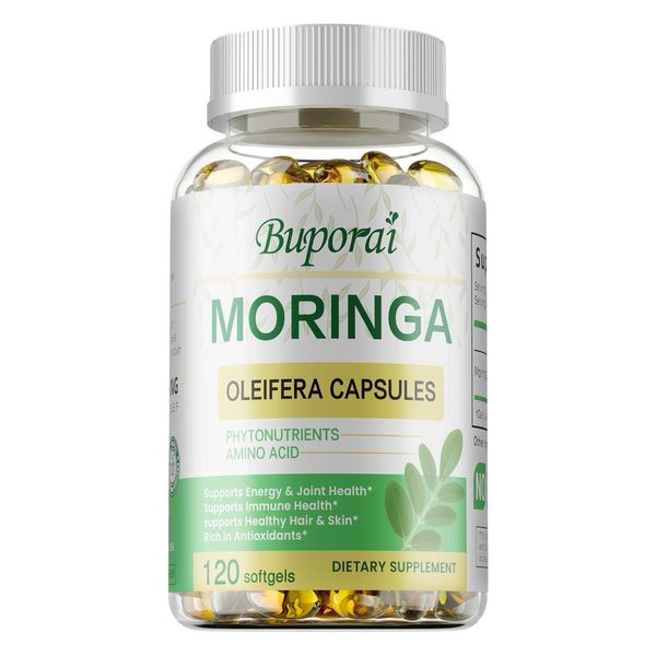 Moringa 1000Mg (120 Capsule) Integratore Alimentare, Intestino, Salute Intestinale, Metabolismo, Sistema Immunitario, Capelli, Pelle, Articolazioni, Ossa, Energia-image