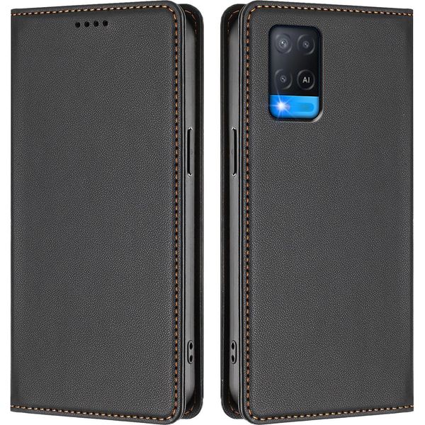 Custodia Per Telefono Cellulare Per Oppo A54 4G/A54S/A55 5G/A16/A16S/A55S 5G/A53S 5G/A56 5G, Custodia In Finto Cuoio Flip Cover Antiurto Magnetica Con Supporto Nero-image