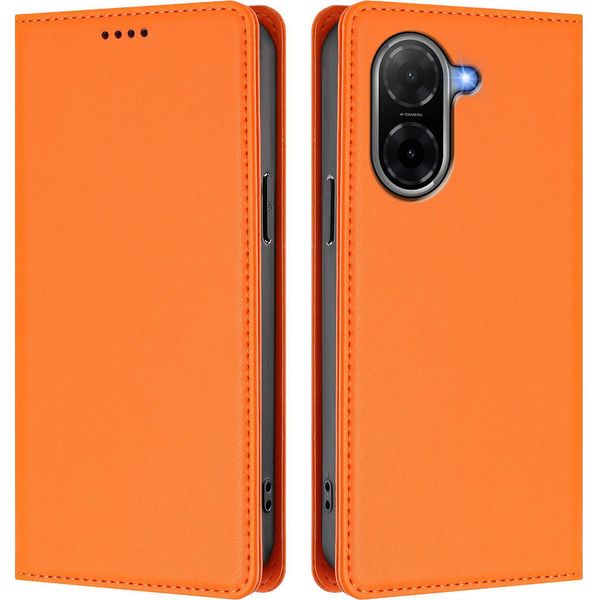 Custodia In Pelle Per Xiaomi Redmi A5 4G, Custodia Magnetica In Finto Cuoio Con Supporto Arancione-image