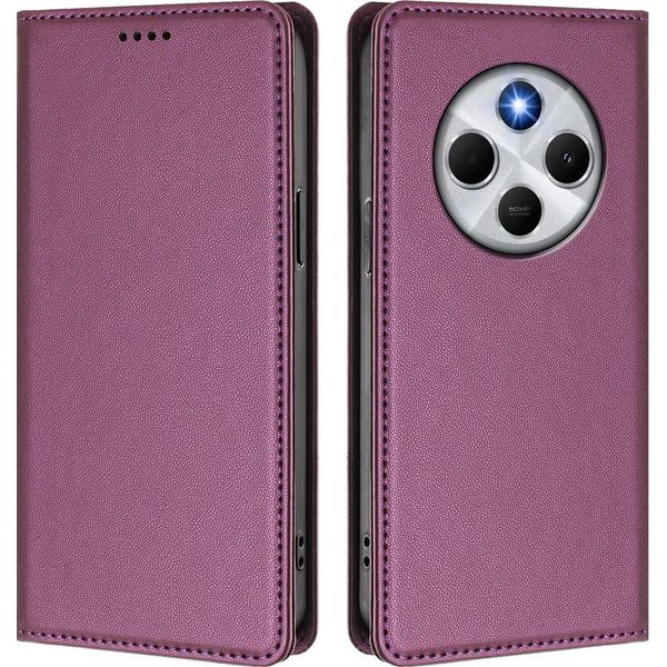 Custodia In Pelle Per Xiaomi Poco M7 5G/C75 4G/Redmi 14C/14R/A4/A3 Pro, Custodia Flip Magnetica In Finto Cuoio Con Supporto Purple-image