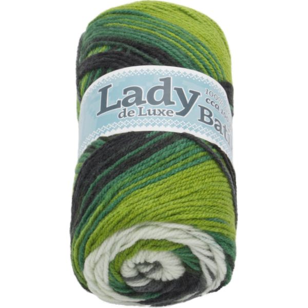 Filato Lady De Luxe Batik - 100G / 238 M - Bianco,Verde-image