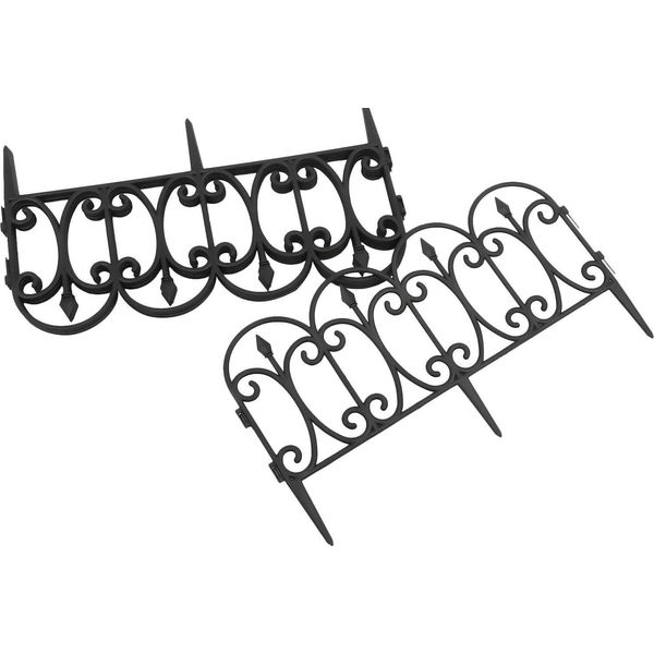 Set Di Recinzione Da Giardino - Recinzione A Innesto - Set Di 5 Pezzi - Bordi Decorativi Per Aiuole - Per Aiuole - Nero-image