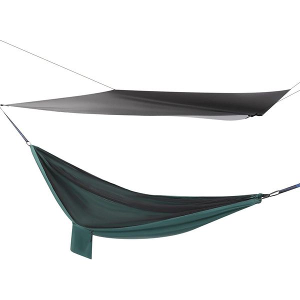 Amaca Da Campeggio - Tenda Ad Amaca - Zanzariera - Telo Antipioggia - 2,9 X 1,4 M - Portata 200 Kg - Per Trekking E Zaino In Spalla - Grigio Scuro-image