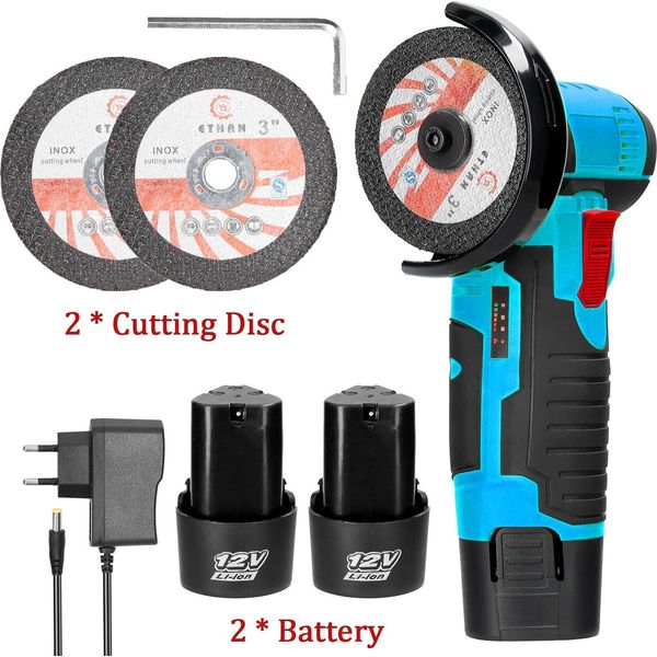 Smerigliatrice Angolare A Batteria - Mini Smerigliatrice 12 V - Velocità 19500 Giri/Min - Due Batterie - Motore A Spazzole - Per Dischi Abrasivi - Spina Usa - Braun-image