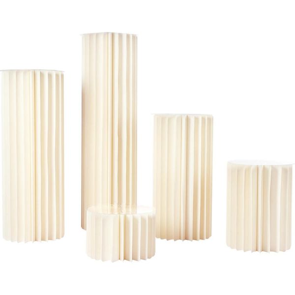 Portafiori E Portavasi - Colonne Di Carta Pieghevoli - 5 Pezzi - Cilindri E Struttura A Nido D'ape - Decorazioni Da Tavola Per Matrimoni/Feste - Capacità Di Carico Fino A 50 Kg Per Colonna - Bianco-image
