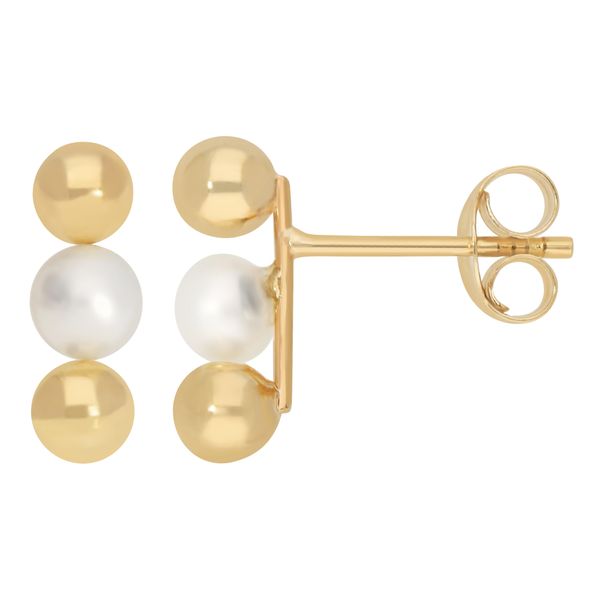 Paar Ohrstecker Firetti "Schmuck Geschenk Gold 375 Ohrschmuck Ohrringe", Gelbgoldfarben, Weiß, Ohrringe, Damen, 4Mm, Gelbgold 375 Perlen, Gelbgold 375, Perlen, Mit SüßWasserzuchtperle-image