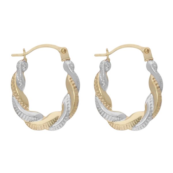 Paar Creolen Firetti "Schmuck Geschenk Gold 375 Ohrschmuck Ohrringe Bicolor", Gelbgoldfarben, WeißGoldfarben, Ohrringe, Damen, Gelbgold 375-image