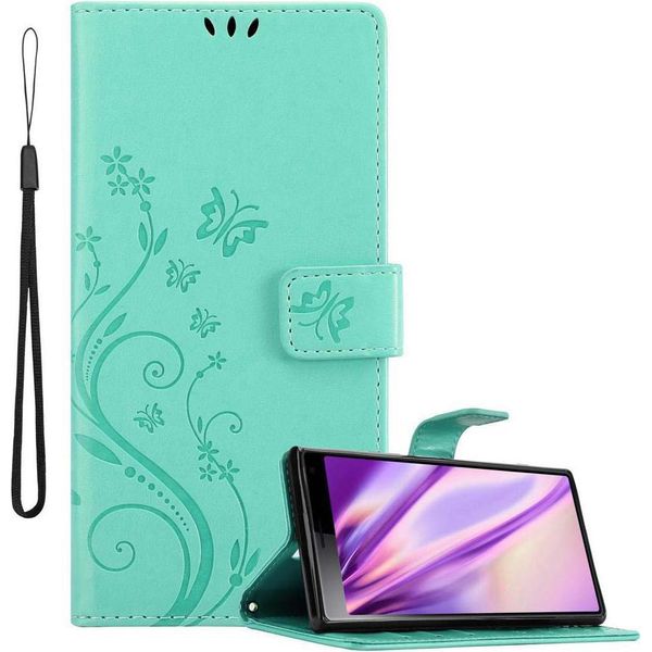 Cadorabo Custodia Per Sony Xperia 10 / Xperia XA3 Cover Protettiva In Turchese Cover Protettiva Custodia Per Cellulare Custodia Fiori Custodia Fiore-image