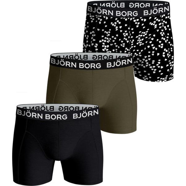 BjöRn Borg - Uomo - Boxer In Cotone Elasticizzato, Confezione Da 3 - Colore/Verde/Nero - Taglia S-image
