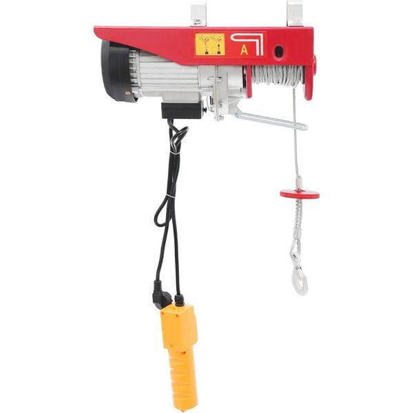 Paranco Elettrico Industriale A Fune - Argano A Fune - Portata 800 Kg - Altezza Di Sollevamento 6 M - Motore In Rame 1300 W - 220 V 50 Hz - Doppia Funzione Di Sollevamento - Rosso-image