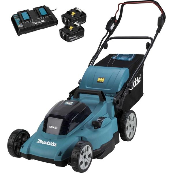 Makita DLM480PT2 - Tosaerba A Batteria - 18 V - 2 Batterie Ricaricabili, Caricabatterie Incluso - 3100 Giri/Min-image
