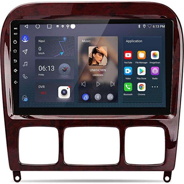 Autoradio Android Da 9 Pollici 6+128 Gb Per Mercedes Benz Classe S W220 1998-2005 Wireless Carplay Android Auto 4G Wifi Gps Navi 8 Core Rds Dsp Dab+ Bt-image