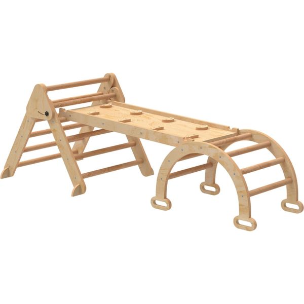 Struttura Da Arrampicata 7 In 1, Scala Ad Arco, Scala Triangolare, Rampa, Parete Da Arrampicata, Scivolo, Per Bambini Da 1,5 A 4 Anni, Pieghevole, Legno-image