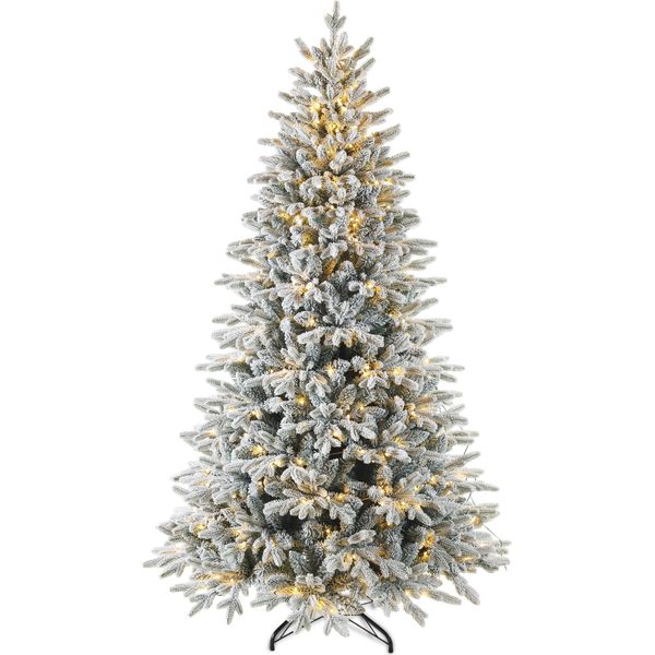 Albero Di Natale Artificiale Albero Di Natale Con Decorazione Luminosa Albero Di Natale Con Neve Pvc+Pe 210Cm Albero Di Natale Con 1076 Punte E 320 Led-image