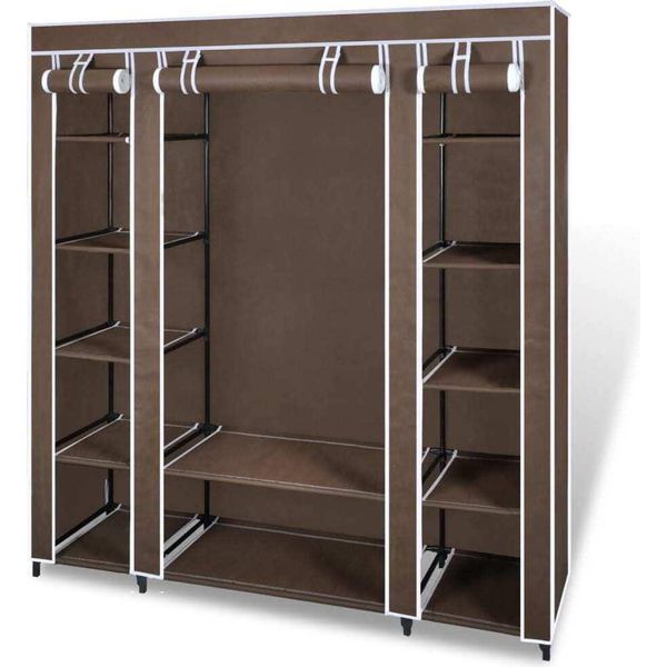 Syfax™ Armadio In Tessuto Con Scomparti E Aste 45X150X176 Cm Marrone-image