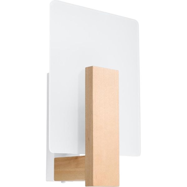 Lampada Da Parete Lappo In Legno Naturale 1Xe14 10W Legno/Vetro 30.5X12X16Cm Sollux Lighting-image