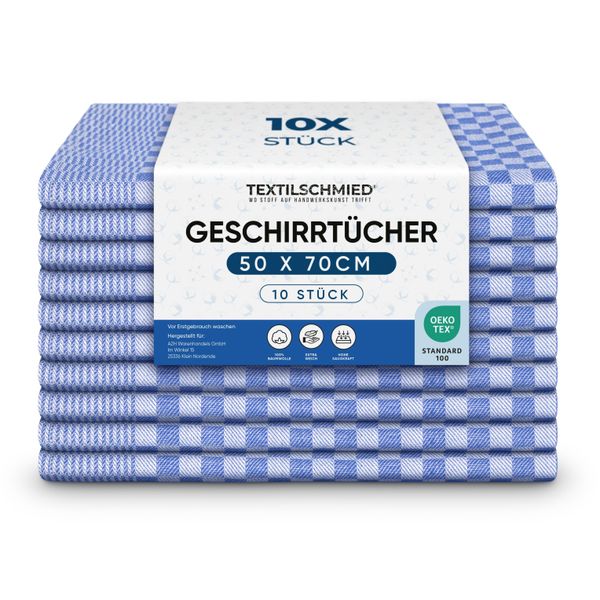 Textilschmied Set Premium Da 10 Strofinacci Strofinacci Da Cucina In Cotone 100% 50X70 Cm 210 Gsm Strofinaccio Strofinacci Da Cucina 80 G Blu-image