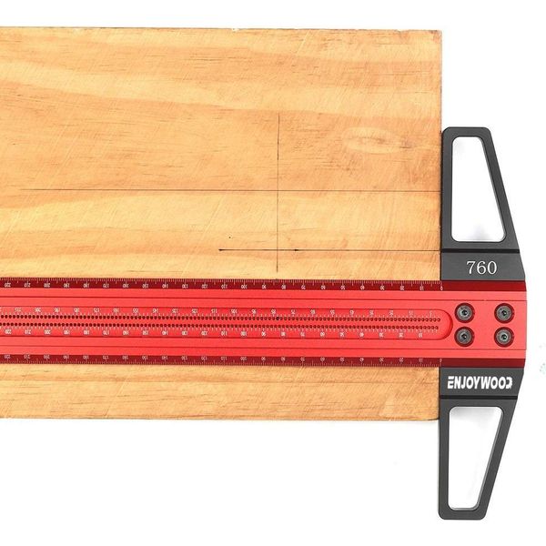 Righello Angolare Di Marcatura A T Per La Lavorazione Del Legno - Calibro Di Marcatura 400 Mm (40 Cm) - Marcatura Dei Fori - Strumento Di Misura Combinato - Lega Di Alluminio - Verde/Viola-image