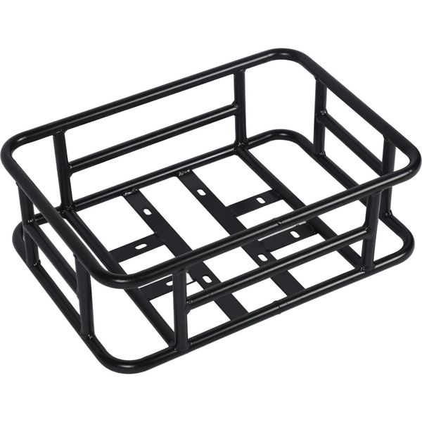 Cestino Posteriore Per Bicicletta - Cestino Portapacchi - Acciaio - Impermeabile - Resistente Alla Ruggine - Grande Capacità - Senza Cerchio - Nero-image