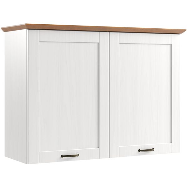 HäNgeschrank Home Affaire "Teramo", Weiß, Honig, B:105Cm H:75Cm T:37Cm, Massivholz, SchräNke, HäNgeschrank, Breite 105 Cm, 2 HolztüRen, 1 Einlegeboden-image