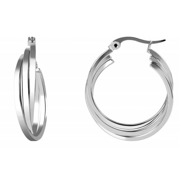Paar Creolen Adelia´S "Damen Creolen Aus Poliertem Edelstahl Ø 25 Mm", Silber, Ohrringe, Damen, Damen, Edelstahl-image