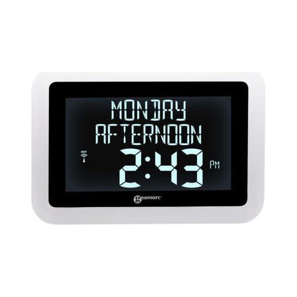 Geemarc VISO15 - Orologio Radiocontrollato Con Calendario E Retroilluminazione - Utile Per I Pazienti Affetti Da Demenza E Alzheimer-image