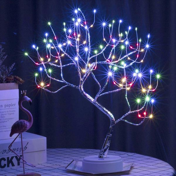 Led Filo Di Rame Albero Lampada Colorata Albero Bonsai Artificiale Luce Notturna Luci Decorative Batteria Operata Decorazione Interna-image
