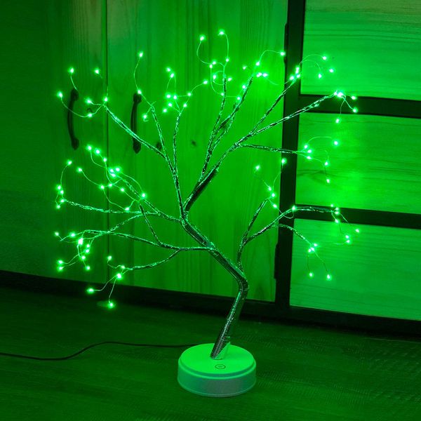 Led Filo Di Rame Albero Lampada Verde Artificiale Albero Bonsai Luce Notturna Luci Decorative Batteria Operata Decorazione Interna-image