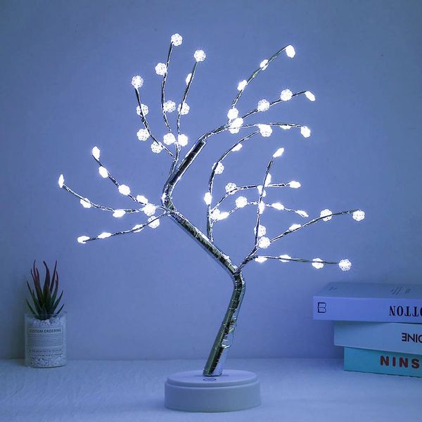 Led Lampada Fiocco Di Neve Bianco Artificiale Albero Bonsai Luce Decorativa Luci A Batteria Operata Decorazione Interna-image