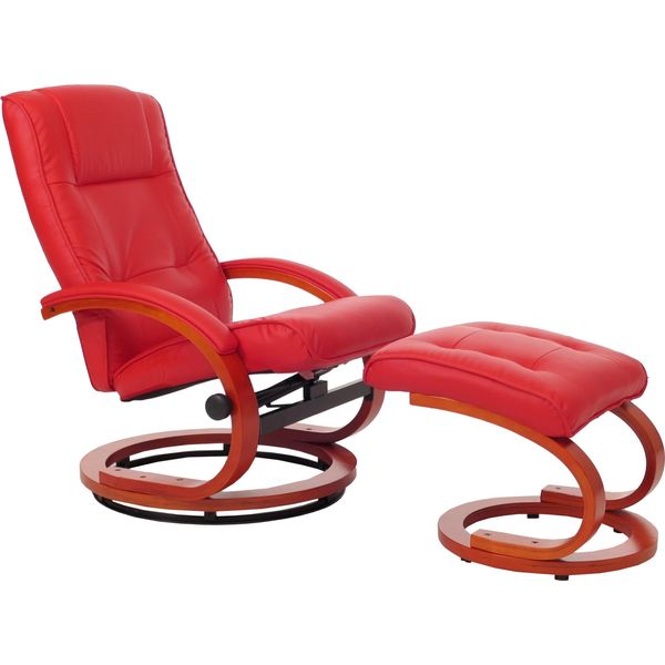 Poltrona Tv Poltrona Relax Pescatori, Similcuoio, Con Sgabello ~ Rosso-image