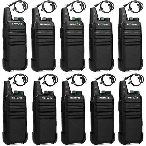 Retevis RT622 Walkie Talkie, Radio Con Auricolare, PMR446 Senza Licenza, 16 Canali Ctcss/Dcs, Monitor Vox Scan, 10 Pezzi Adatto Per Supermercati, Scuole, Sicurezza, Aiuti Di Emergenza, Soccorso-image