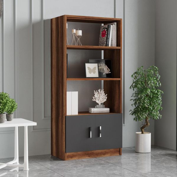 Skye Decor, Vo4-Ba, Libreria, 100 % Pannelli Rivestiti In Melamina, Noce, 63,6 X 37,6 X 140 Cm-image