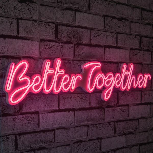 Opviq, Better Together - Pink, Strisce Led, Rosa, Strisce Al Neon Flessibili, 84 X 16 X 2 Cm-image