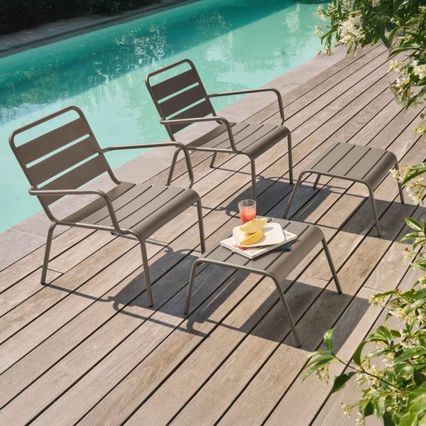 Set Di 2 Poltrone Relax Con Poggiapiedi In Metallo Talpa - Oviala Palavas-image