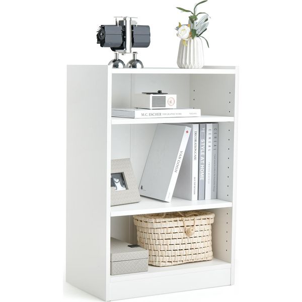 Libreria Costway, Scaffale In Piedi Con 3 Scomparti, Scaffale Con Ripiani Regolabili, Per Soggiorno, Camera Da Letto, Studio, 30 X 50 X 75 Cm, Bianco-image