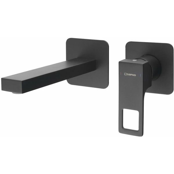 Sapho Forata - Miscelatore Da Incasso Per Lavabo, 2 Fori, Nero FT018/15-image