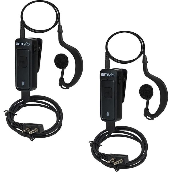 Retevis Cuffie Con Cancellazione Del Rumore A 2 Pin, Auricolari Walkie-Talkie, Auricolari Walkie Talkie G-Form (2 Pezzi)-image