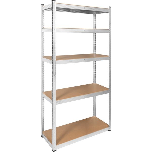 Elegante Scaffale In Metallo Con 5 Ripiani Soluzione Di Stoccaggio Robusta 180 Cm X 90 Cm X 40 Cm Argento-image