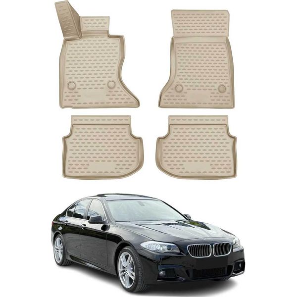2010-2013 Bmw Serie 5 Limo Touring F10 F11 Tappetini Tpe Beige 4 Pz-image