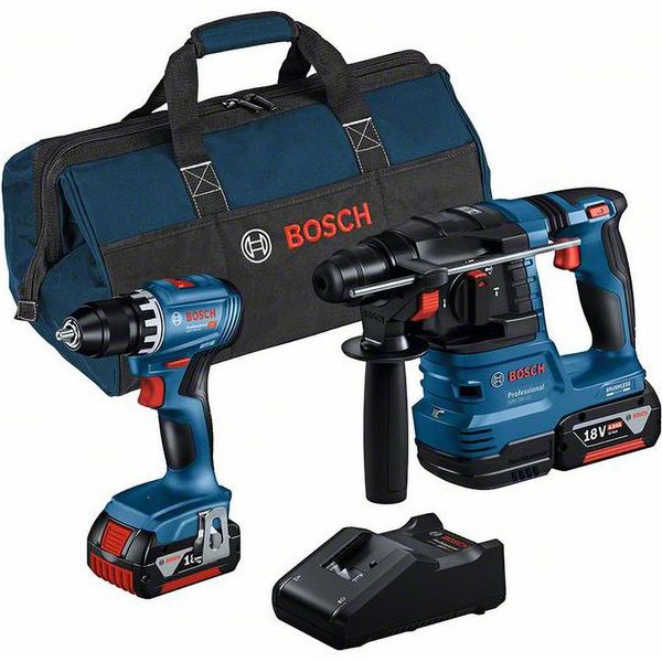 Bosch Professional 0615A50038 Bosch Professional Gsr 18V-45 + Gbh 18V-22 Akku-Bohrhammer-Set 18,0 V, Mit 2 Akkus-image