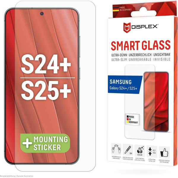 E.V.I. Displex Smart Glass (9H) Per Samsung Galaxy S24+/S25+, Adesivo Di Montaggio, Infrangibile, Samsung, Galaxy S24+, Galaxy S25+, Applicazione A Secco, Resistente Alla Polvere, Resistente Agli Urti, Resistente Ai Graffi, Trasparente, 1 Pezzo(I)-image