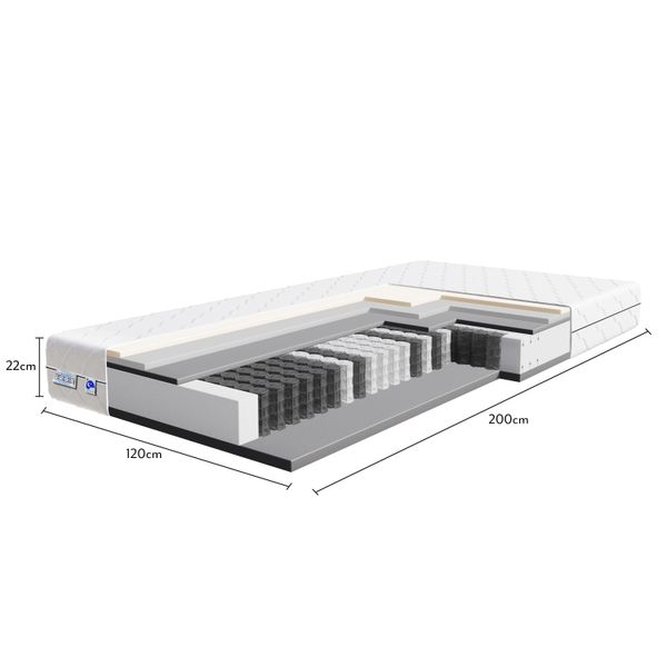 Materasso A Molle Insacchettate Tulena Nox 120 X 200 Cm Con Memory Foam Comfort, H2 / H3-image
