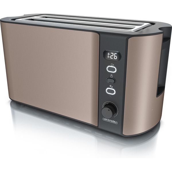 Tostapane Arendo, 2 Fessure Lunghe, Per 4 Fette, 1500 W, Fessura Lunga, Attacco Per Panini, Involucro Termoisolante, Display, Bronzo-image